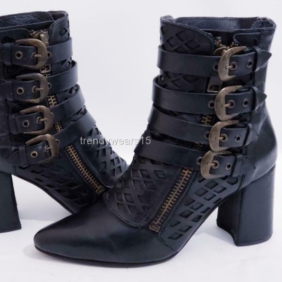 EXCELLENT FREEBIRD BY STEVEN JULIA BLACK BOOTIES - Picture 3 of 12